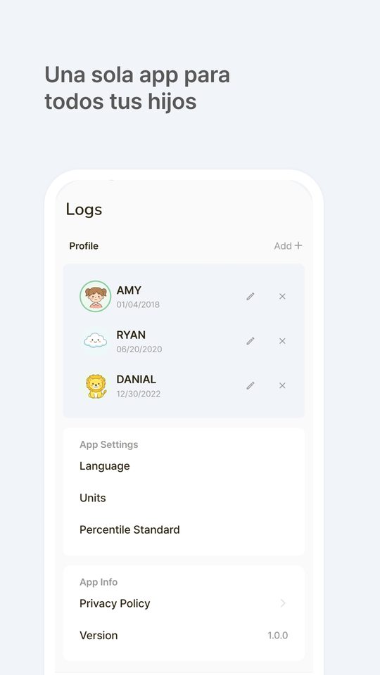 Una sola app para todos tus hijos — varios perfiles de niños